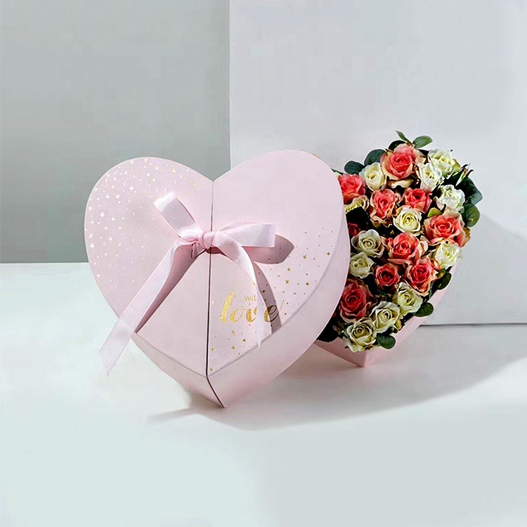 huxi-us 3 cajas de regalo en forma de corazón para flores en forma de  corazón, cajas de flores de papel, caja de regalo de mármol con corazón,  caja de