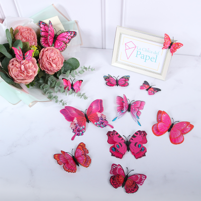 MARIPOSAS DECORATIVAS PARA BOUQUETS (12 PZS) - Rosa