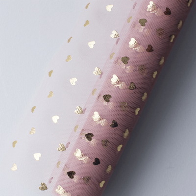 MALLA TEXTIL DECORATIVA CORAZONES - Palo de Rosa