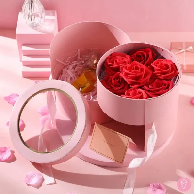 CAJA PLEGABLE PARA FLORES CON TAPA DE ACRÍLICO