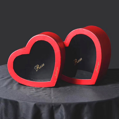 JUEGO 2 CAJAS "CORAZÓN" CON TAPA ACRILICA PARA FLORES