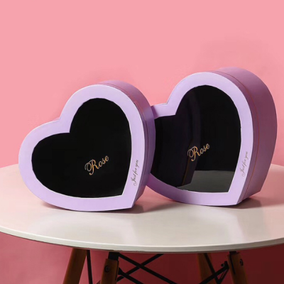 JUEGO 2 CAJAS "CORAZÓN" CON TAPA ACRILICA PARA FLORES