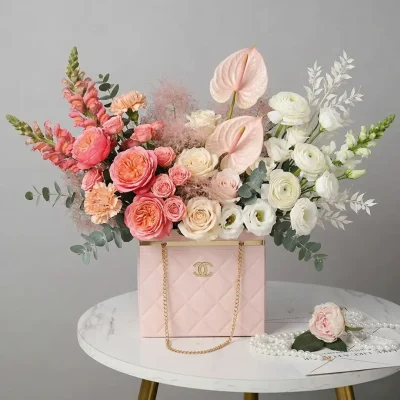 JUEGO DE 2 BOLSAS PARA FLORES ESTILO CHANEL