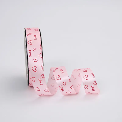 LISTÓN CORAZONCITOS 2.5 CM X 32 METROS - Rosa pastel