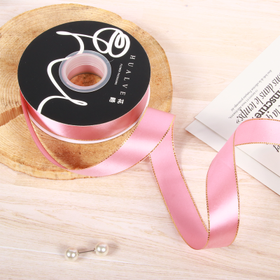 LISTON DE SATIN CON ORILLITA ORO 2.5 CM X 32 MTS - Peonia