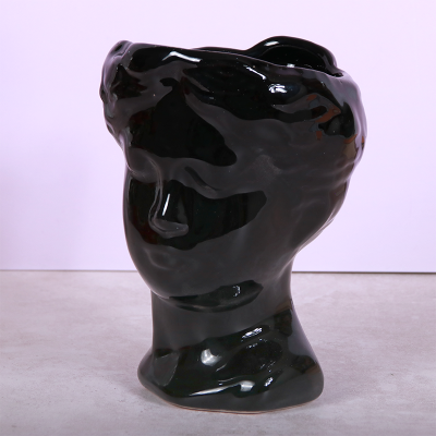 JARRÓN ROSTRO MINERVA - Negro