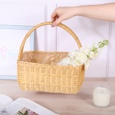 CANASTA GRANDE DE MIMBRE PARA FLORES - FIBRA