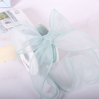 LISTÓN FINO DE ORGANZA EN ROLLO 7 CM DE ANCHO - Azul cielo