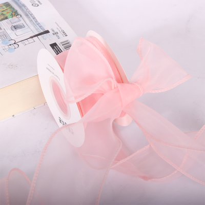 LISTÓN FINO DE ORGANZA EN ROLLO 7 CM DE ANCHO - Rosa
