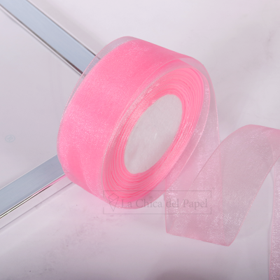 LISTON FINO DE ORGANZA 3.8 CM X 45 METROS - Rosa