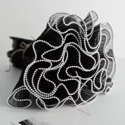 MALLA TEXTIL DECORATIVA ORILLA CON PERLITAS