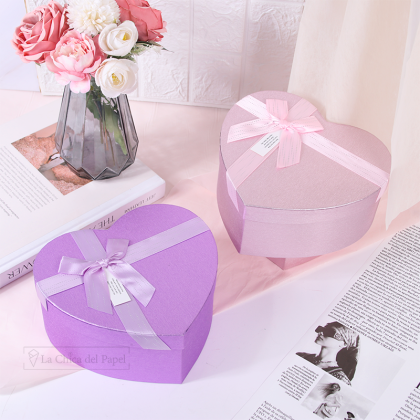 SET 3 CAJAS DE CORAZÓN CON MOÑO SATIN