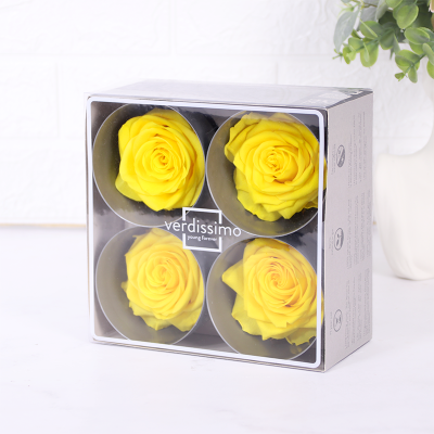 CAJA CON 4 ROSAS ETERNAS - PREMIUM - Amarillo