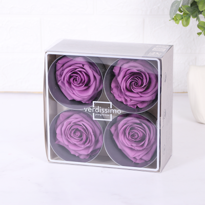 CAJA CON 4 ROSAS ETERNAS - PREMIUM - Lila