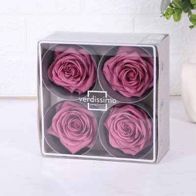 CAJA CON 4 ROSAS ETERNAS - PREMIUM - Rosa Viejo