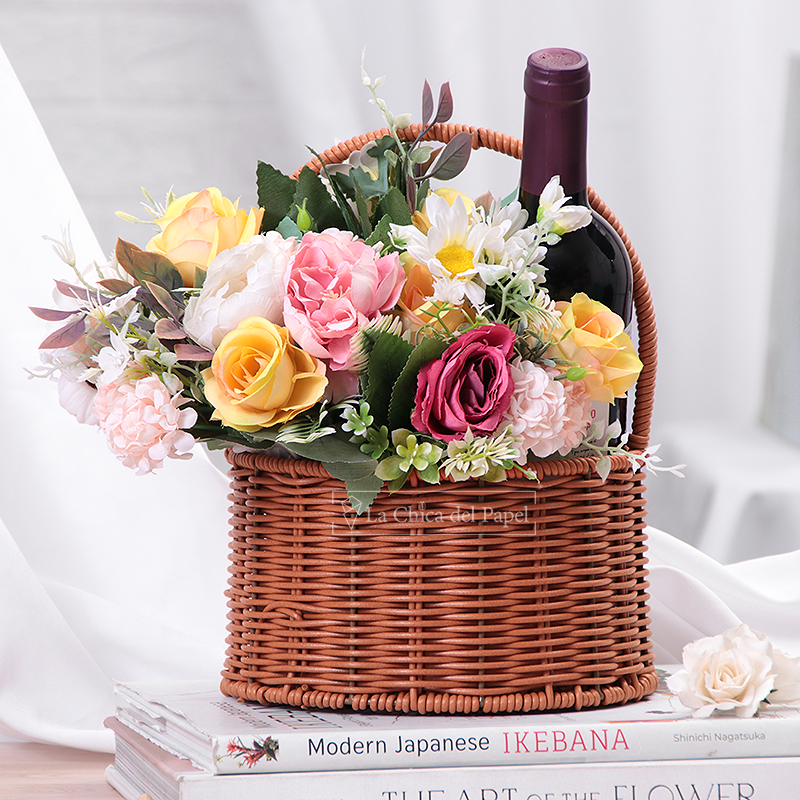 Canasta de estilo asiático para arreglos florales |canasta floral coreana