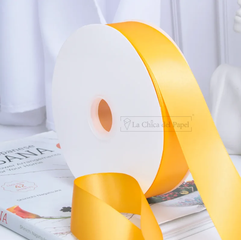 LISTON SATINADO DE 4 CM SATIN COLOR AMARILLO CANARIO LC-28D